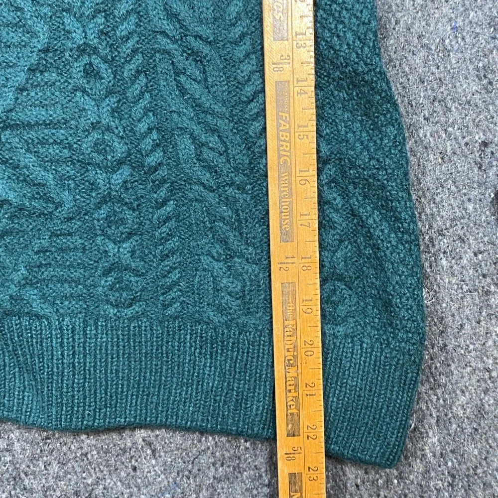 Original Aran Co Quarter Zip Sweater Sz L Men Green Merino Wool Cable Knit Irish